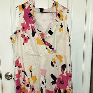 Lane Bryant, size 22, Women's Plus White floral, Sleeveless, A-line Dress